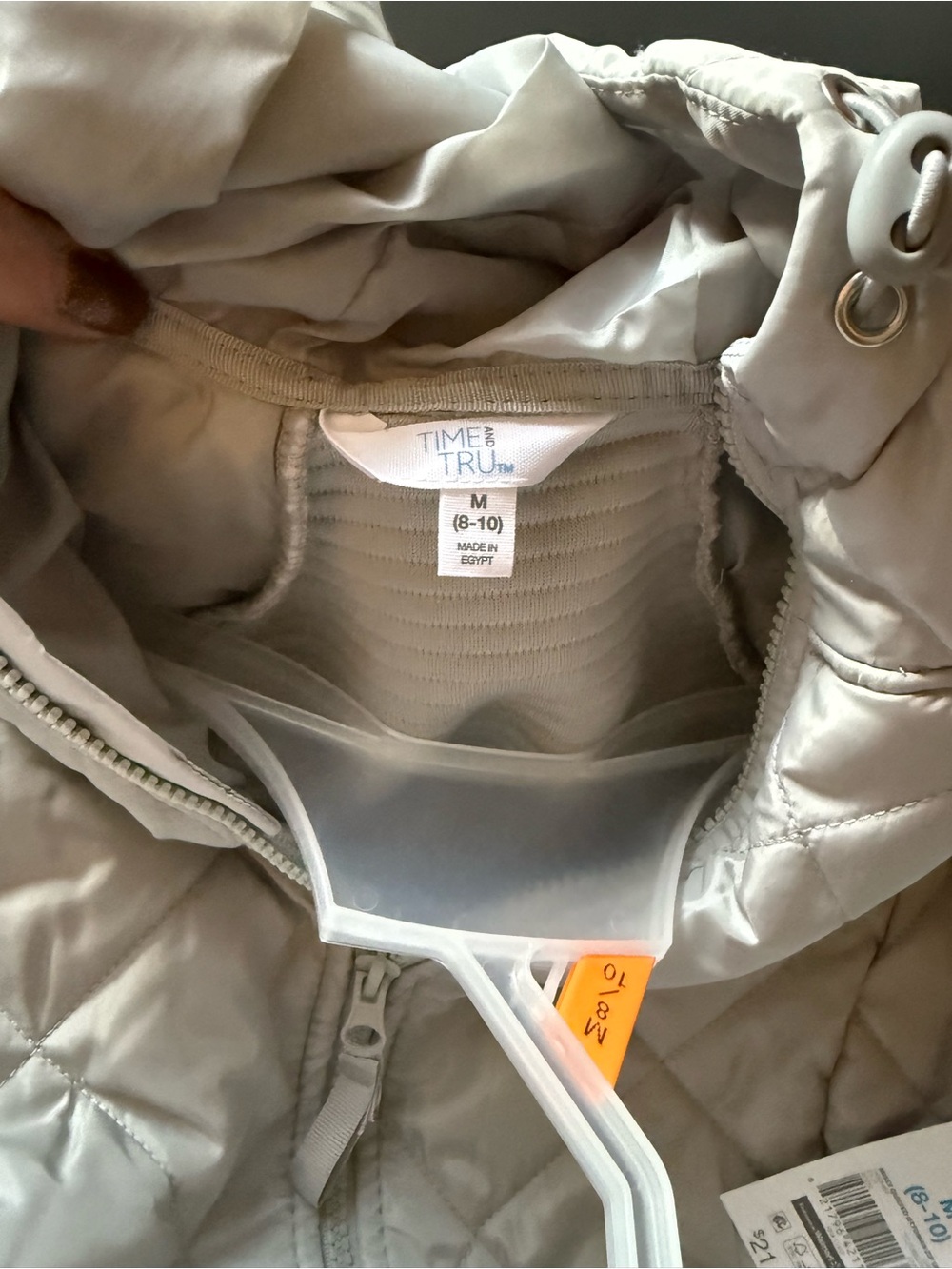 NWT Lt Gray Time and Tru Missy Quilted Ottoman Hooded Jacket for Women M 8-10 - Picture 8 of 8